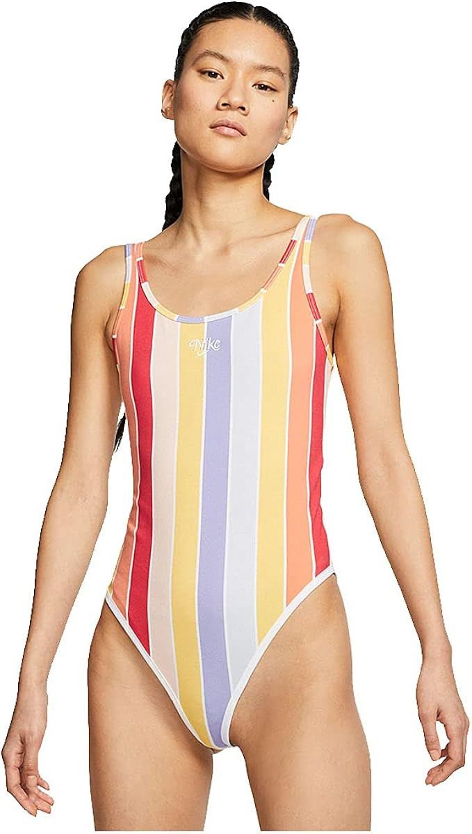 Nike Women's Retro Femme Striped Bodysuit (Multi-White, Small) | Amazon (US)