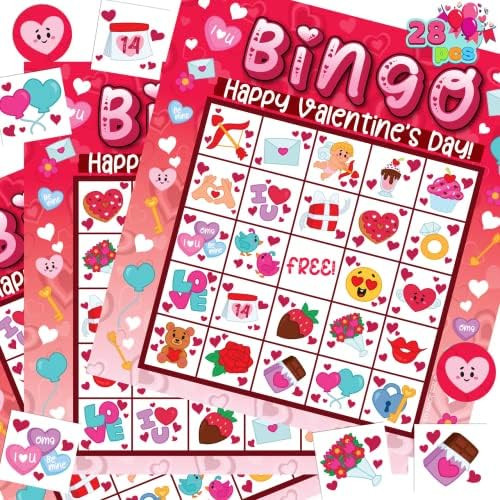 JOYIN 28 Players Valentine's Day Bingo Card for Kids and Adults, for Family/School Classroom Larg... | Amazon (US)