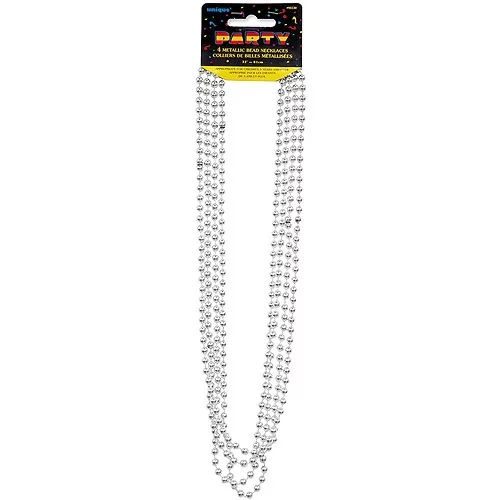 Metallic Mardi Gras Beads, Silver, 32in, 4ct - Walmart.com | Walmart (US)