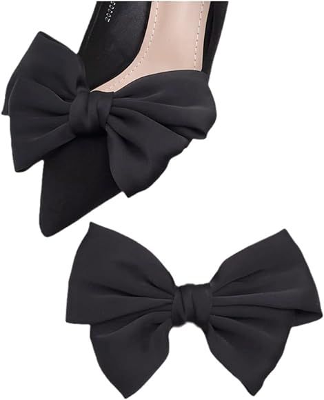 Tsangbaby Satin Bow Shoe Clips Dots Solid Color Shoe Clips Removable Shoe Clips Elegant Wedding P... | Amazon (UK)