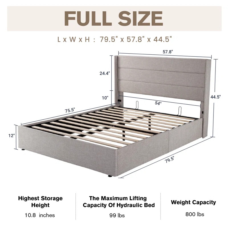 Braya Hydraulic Lift Up Storage Upholstered Platform Bed | Wayfair North America