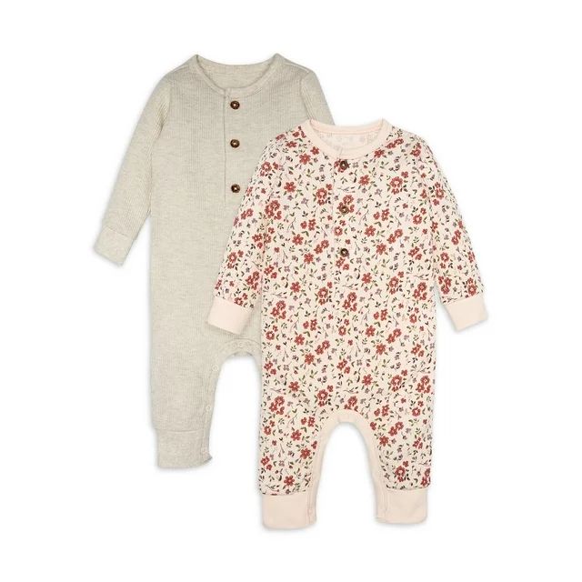 Modern Moments by Gerber Baby Boy or Girl Unisex Waffle Romper, 2-Pack, Sizes 0/3M-24 Months | Walmart (US)