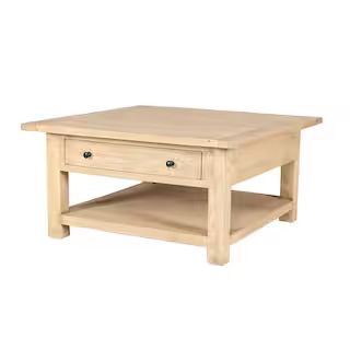 AA WAREHOUSING 36 in. Heirloom Square Wood Coffee Table with Single Drawer and Shelf AA105NA | The Home Depot