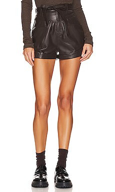 L'Academie Savon Leather Shorts in Brown from Revolve.com | Revolve Clothing (Global)