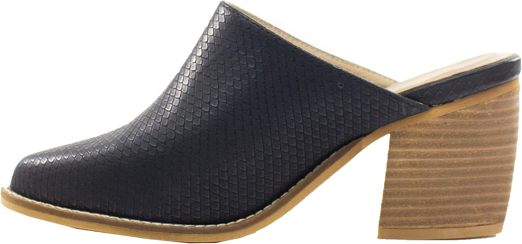 ARIDER ARiderGirl Womens Sissy Stacked Heel Snake and Cow Print Pointed Toe Slip-on Mule | Amazon (US)