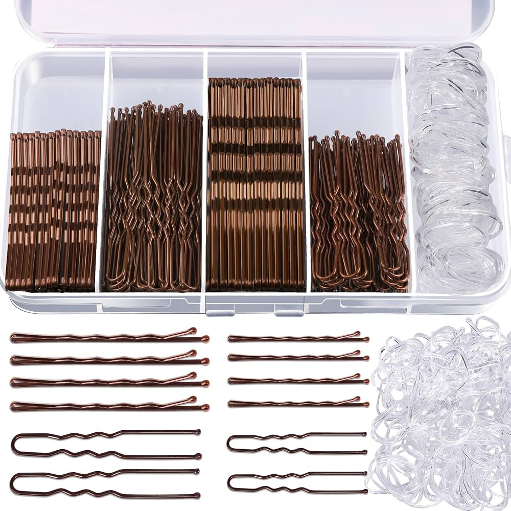 Teenitor 300pcs Bobby Pins Hair Pins Kit - 100 Brown, 100 U Shape, 100 Hair Bands - 2inch, 2.36in... | Amazon (US)