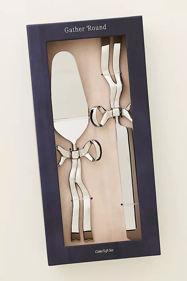 Benedita Stainless Steel Bow Cake Serve Set | Anthropologie (US)