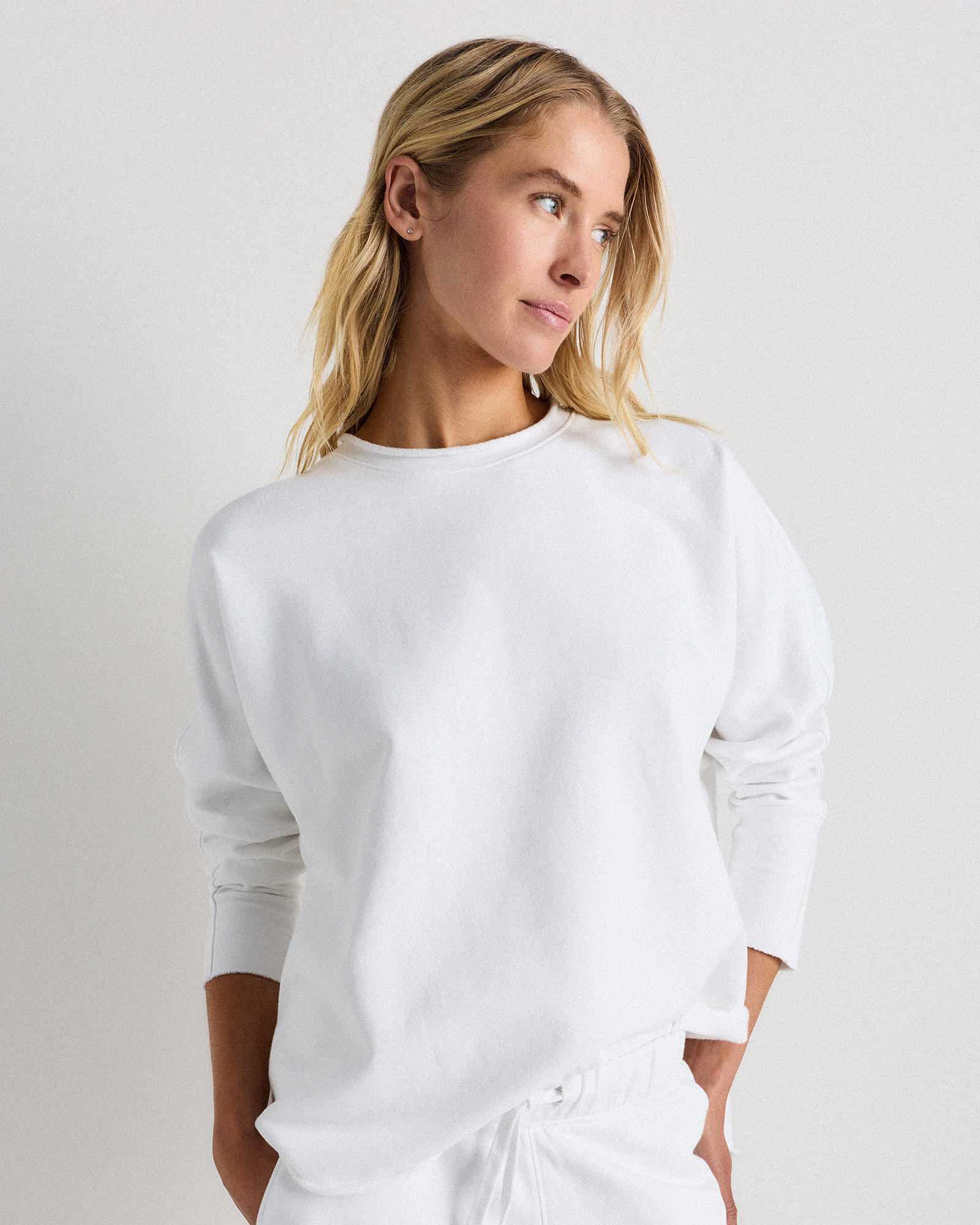 Quince | Women's Organic French Terry Crew Neck Alpaca Sweater in Deep Navy, Size Small, Organic Cotton | Quince