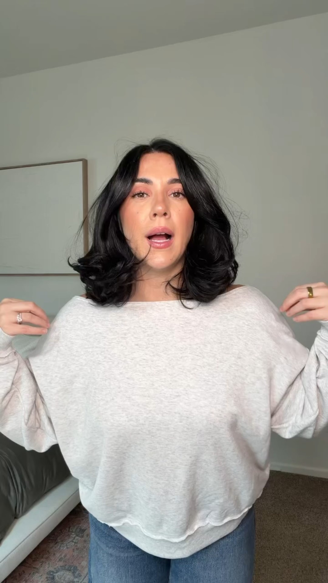 Obsessed with these $12 off the shoulder sweatshirts from Walmart! So easy to style and the cut makes them super chic. Sell out risk! I did a XL but could also do a L. Jeans are my favorite style Levi's in the dreamiest wash. Size 30 

#LTKootd #LTKMidsize #LTKSeasonal