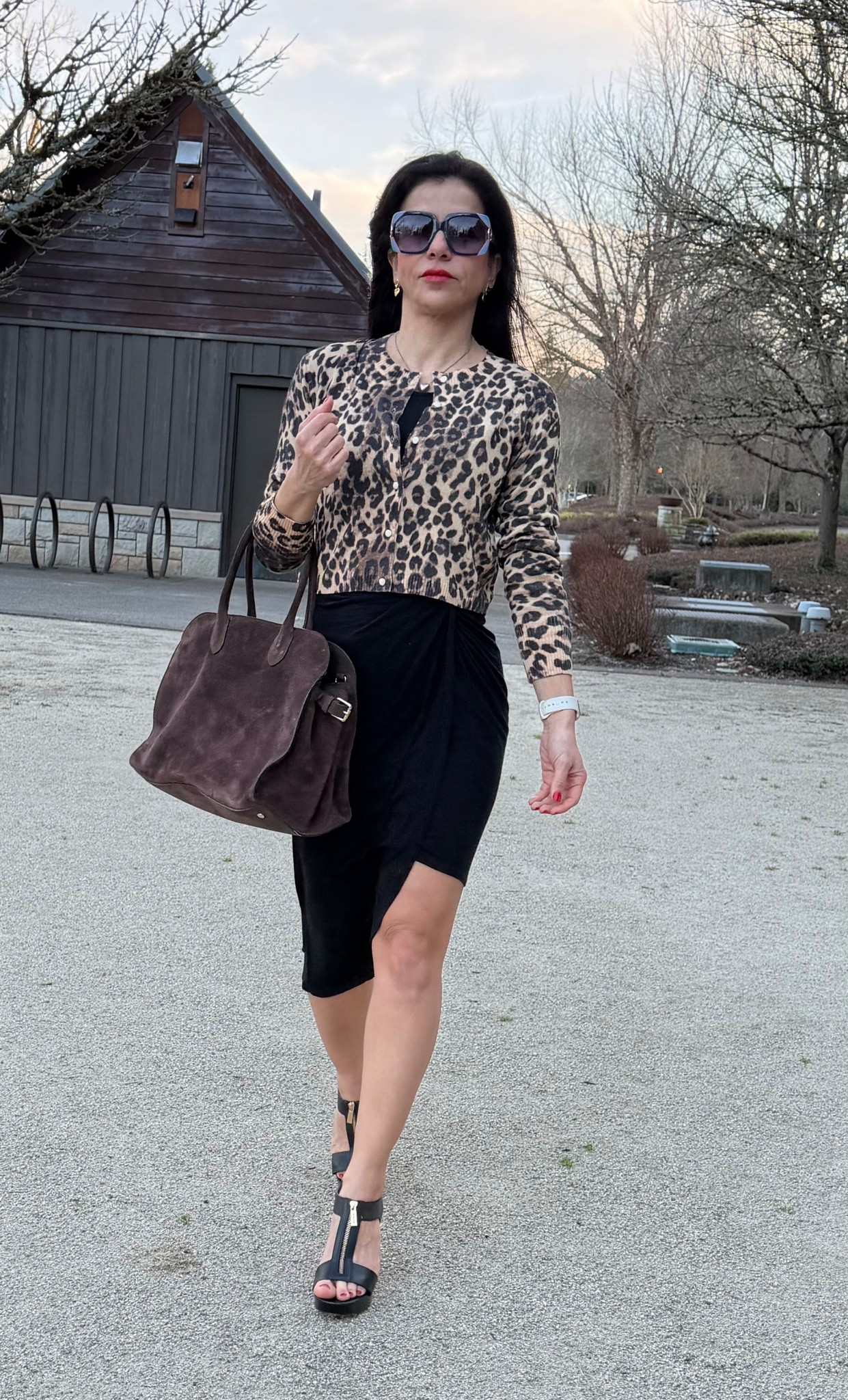 This leopard print cardigan is super versatile and I love it over a asymetrical black dress fo a nice #datenightoutfit 

#LTKdayinmylife #LTKootd #LTKValentine