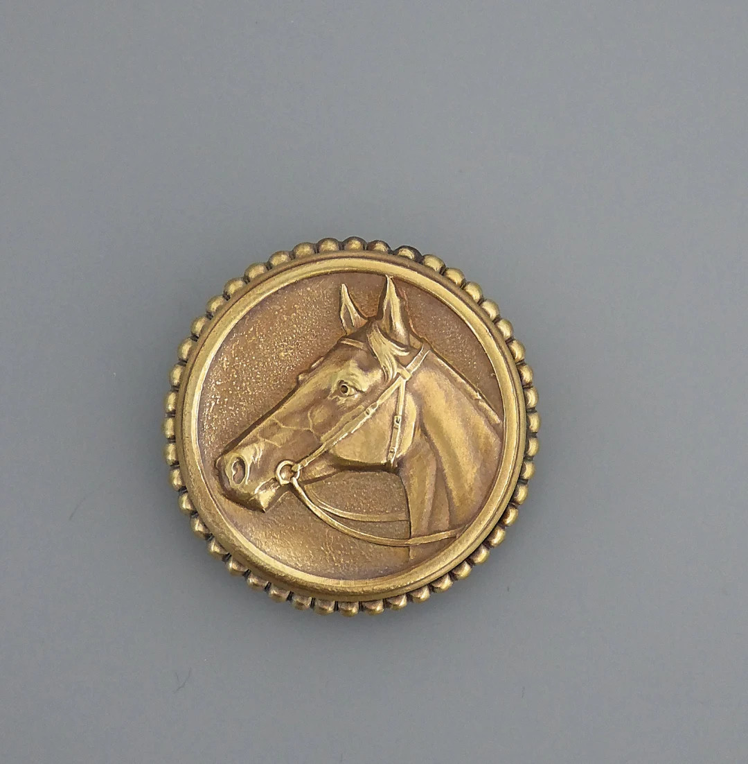Vintage Brass Horse Brooch: Equine Animal Jewelry - Etsy | Etsy (US)