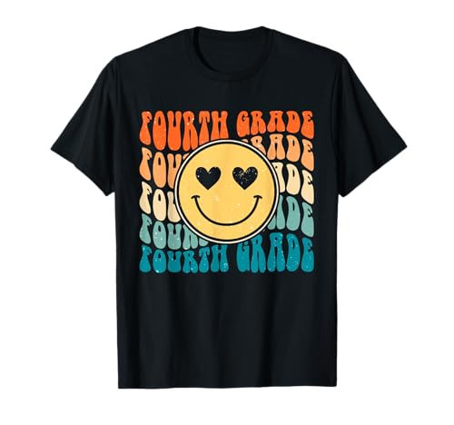 First Day Of 4th Grade Smile Face Fourth Grade Teaches Kids T-Shirt | Amazon (US)