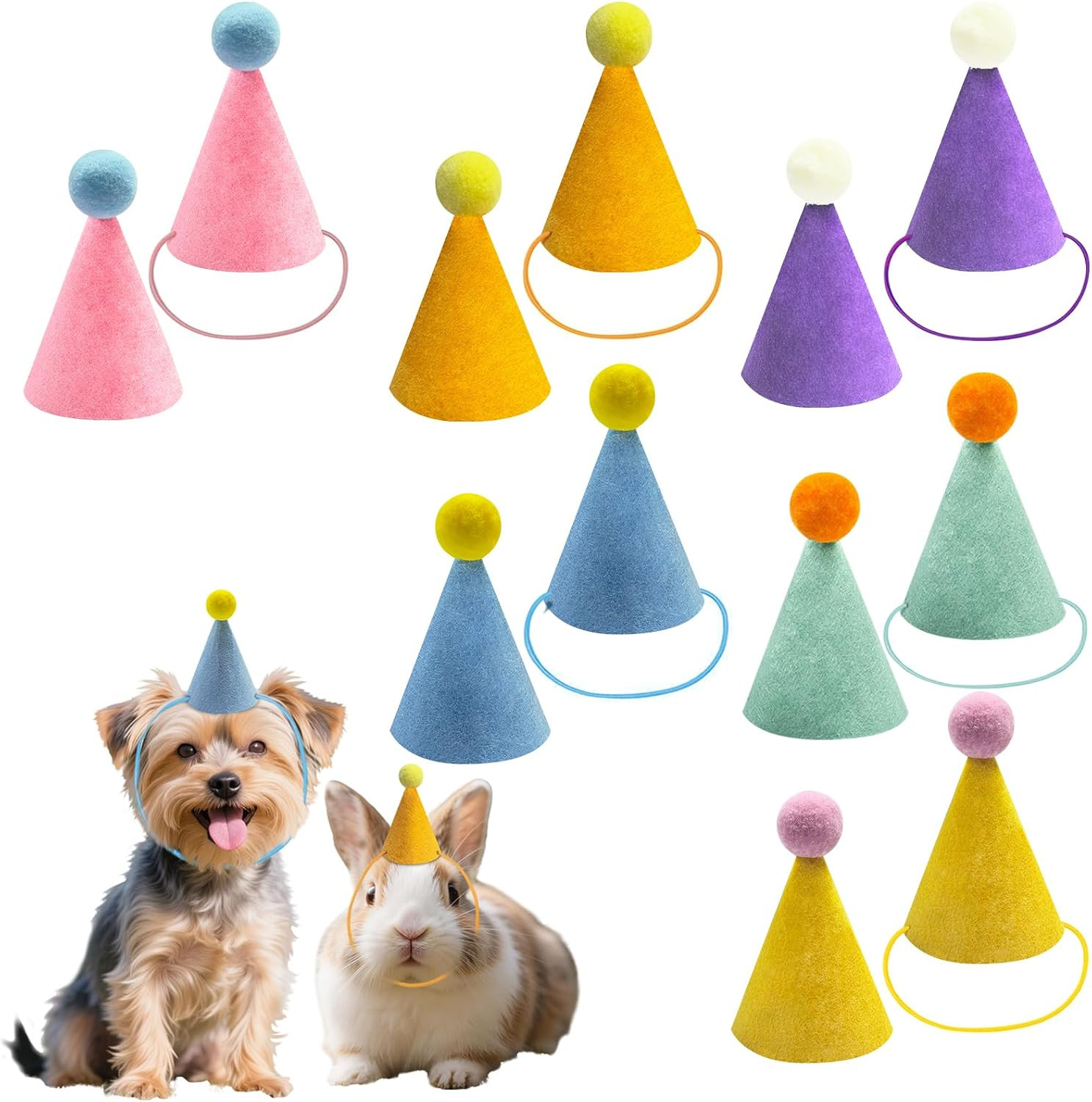 12 Pcs Colorful Mini Party Hats for Stuffed Animals, Birthday Party Felt Cone Hat for Cat Dolls Dog Rabbit Puppies Birthday Party Decorations | Amazon (US)