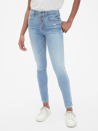 Gap Womens High Rise True Skinny Jeans With Secret Smoothing Pockets (Light) Light Indigo Size 24 | Gap US