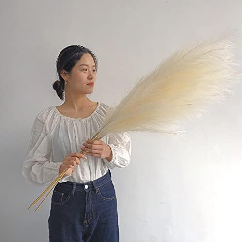 KuteDecor - 3 Stems 48" (4ft) Tall Faux Pampas Grass, Artificial Pampas, Fluffy Large Pampas - Ho... | Amazon (US)