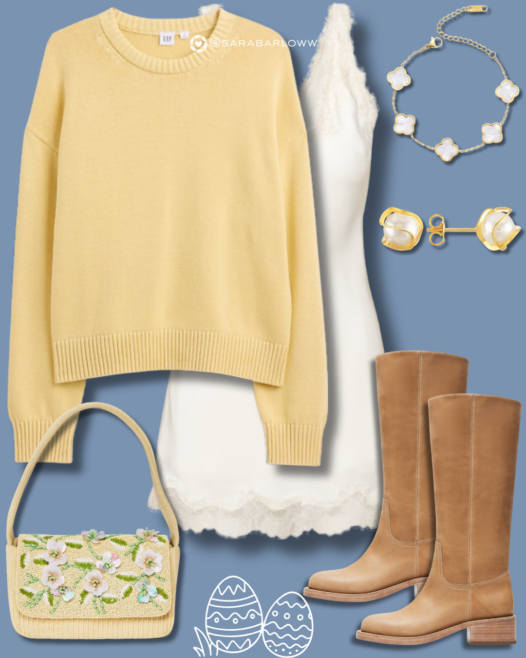 The prettiest Easter Sunday outfit 🐣💛 Layering a soft yellow sweater over a lace dress keeps it feminine and church-ready, while tan knee-high boots add that polished spring touch. Everything is linked to shop for brunch, church, or any spring event. 

 #LTKSpringSale #LTKootd #LTKSeasonal