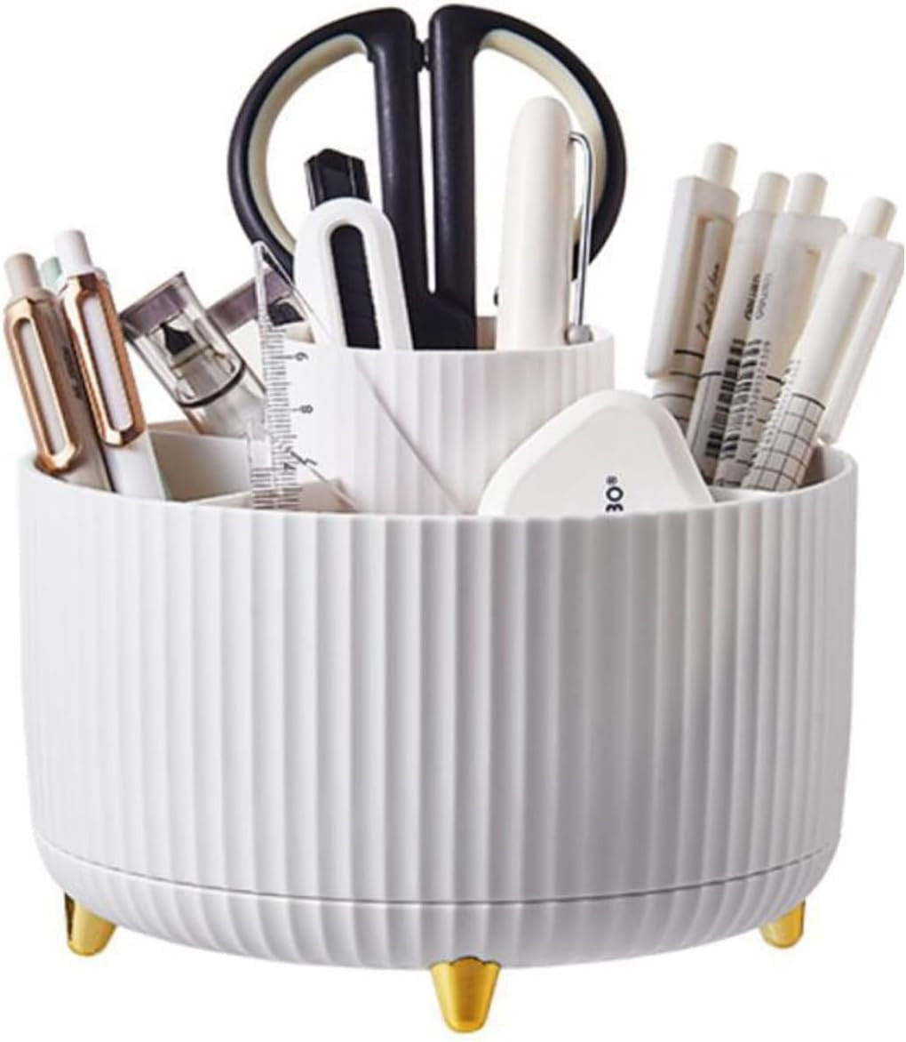 Desk Pencil Pen Holder, 5 Slots 360°Degree Rotating Pencil Pen Organizers for Desk, Desktop Stor... | Amazon (US)