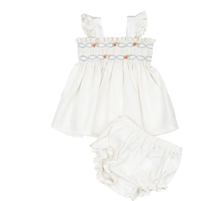 Wild Wawa | Embroidered Flutter Set, Ivory (White, Size 2-3Y) | Maisonette | Maisonette