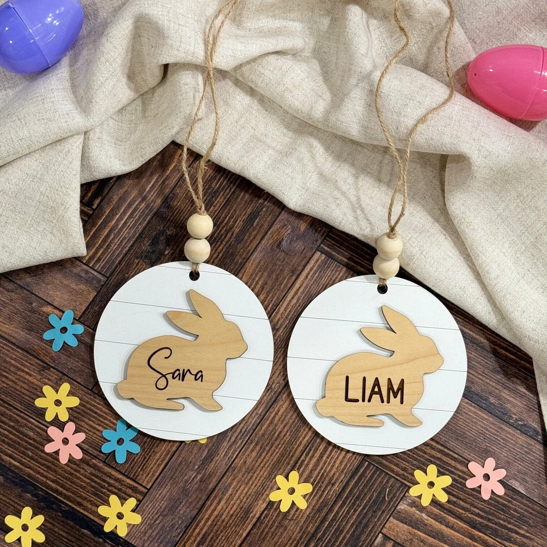 Personalized Wooden Easter Basket Tags | Bunny Gift Tags | Easter Bunny Gift Tags | Easter Basket... | Etsy (US)