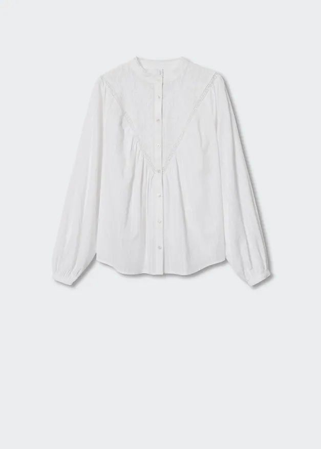 Embroidered cotton blouse | MANGO (US)