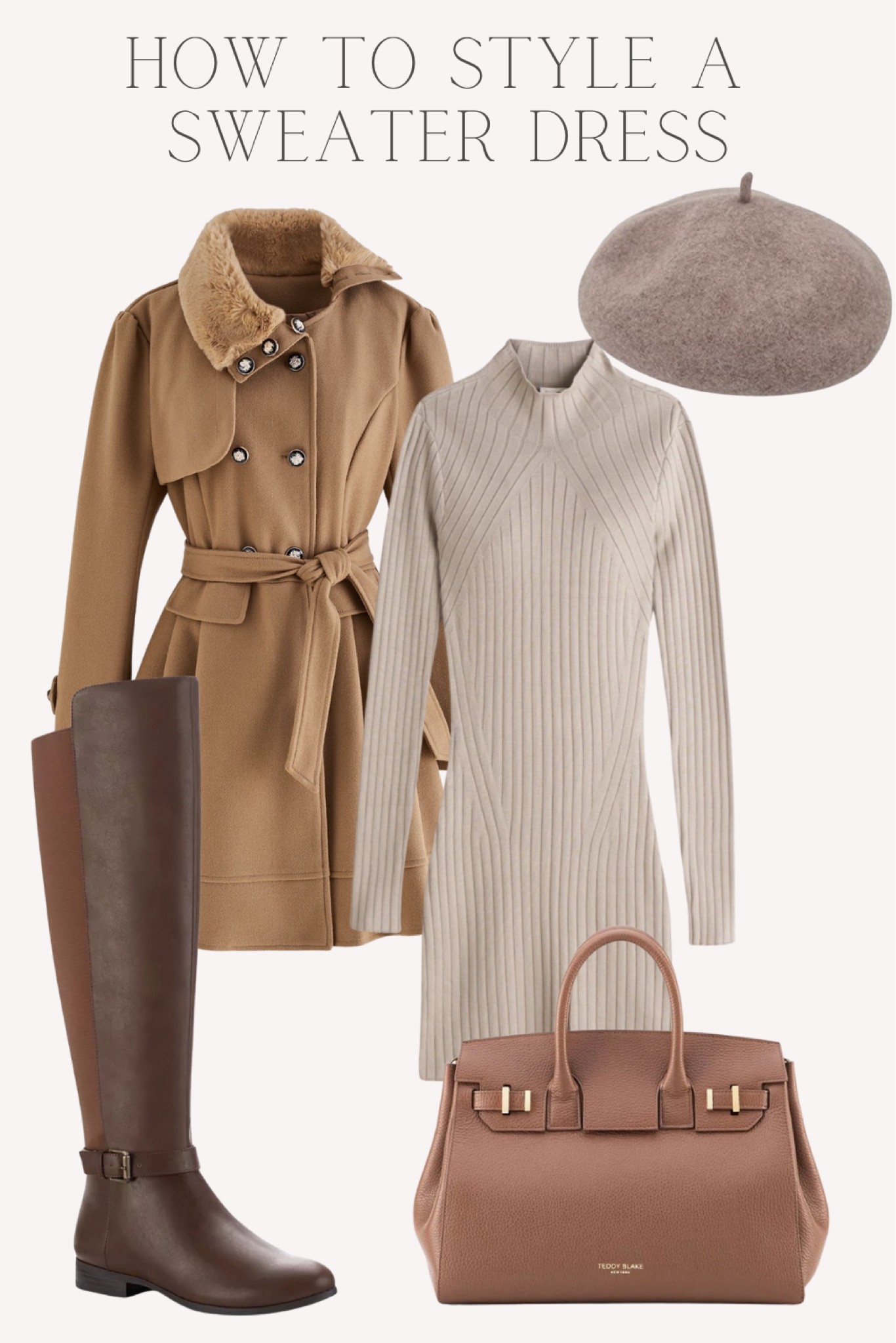 Neutral outfit for autumn or fall.
How to style a sweater dress. Making it chic and cozy.

#LTKshoecrush #LTKSeasonal #LTKworkwear