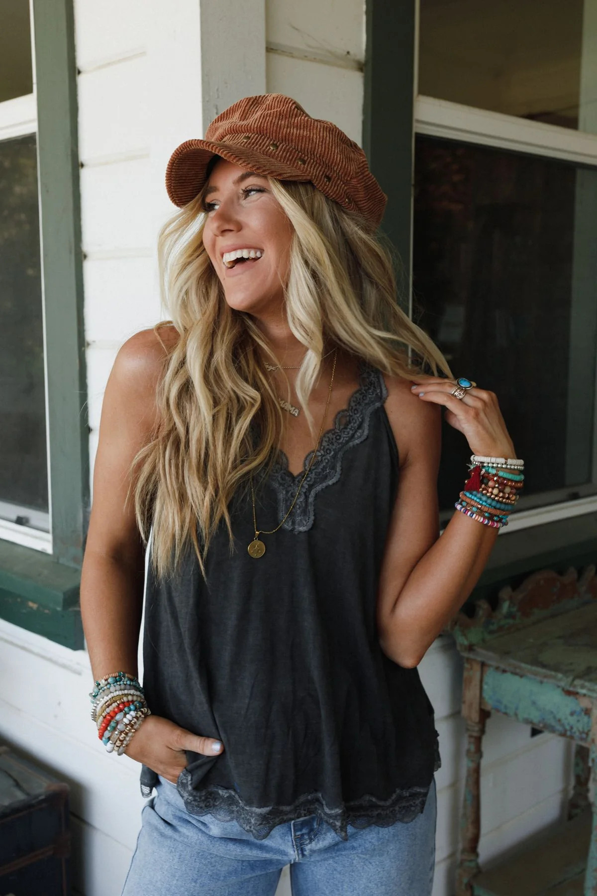 Palm Desert Lace Trim Top - Black | Three Bird Nest