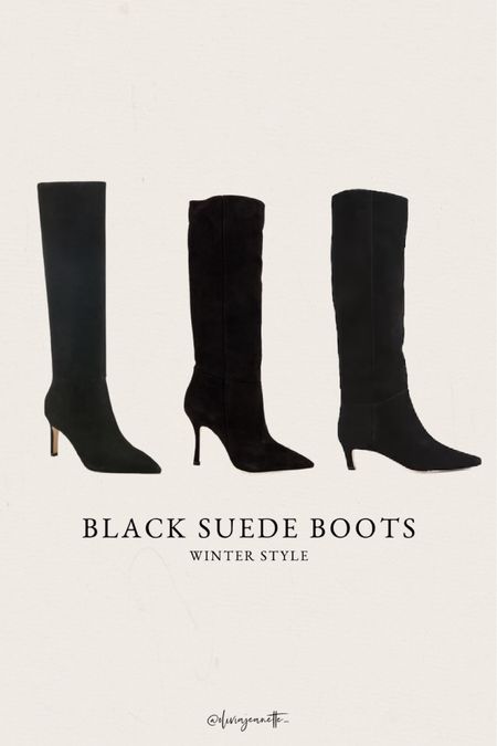 Tall suede black boots for winter!