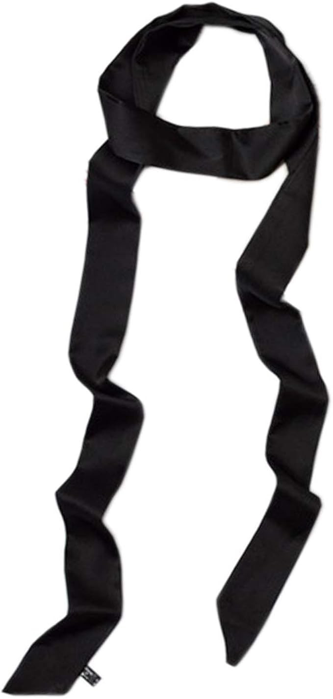 Ribbon Scarf for Women Long Skinny Satin Belt Sash Necktie Neck Scarf ZWJ01, Black, Free Size | Amazon (US)