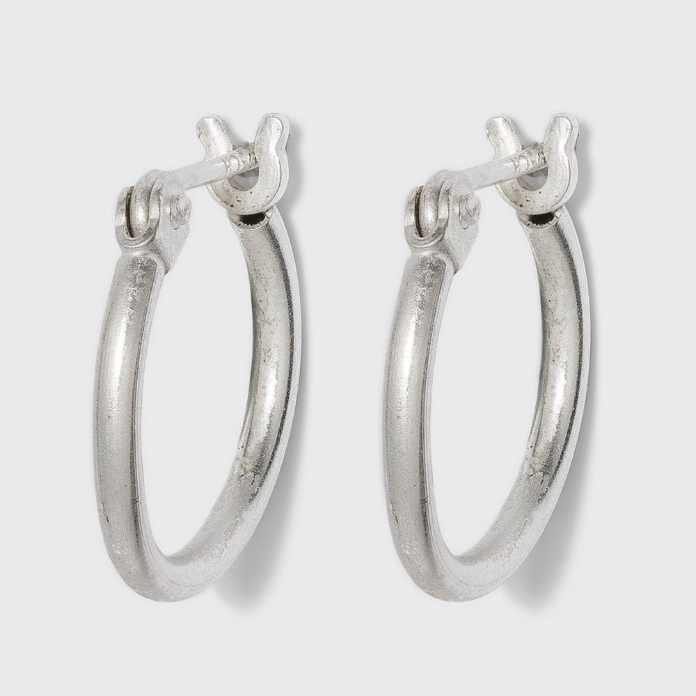 Sterling Silver Recycled Metal Small Round Click Top Hoop Earrings - Universal Thread Silver | Target