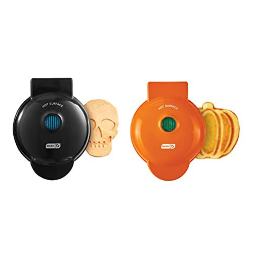 Dash Mini Waffle Maker (2 Pack) for Individual Waffles Hash Browns, Keto Chaffles with Easy to Clean, Non-Stick Surfaces, 4 Inch, Halloween, Black and Orange | Amazon (US)