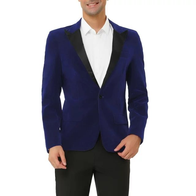 Unique Bargains Men's Velvet Blazer One Button Party Prom Tuxedo Dinner Suit Jacket | Walmart (US)