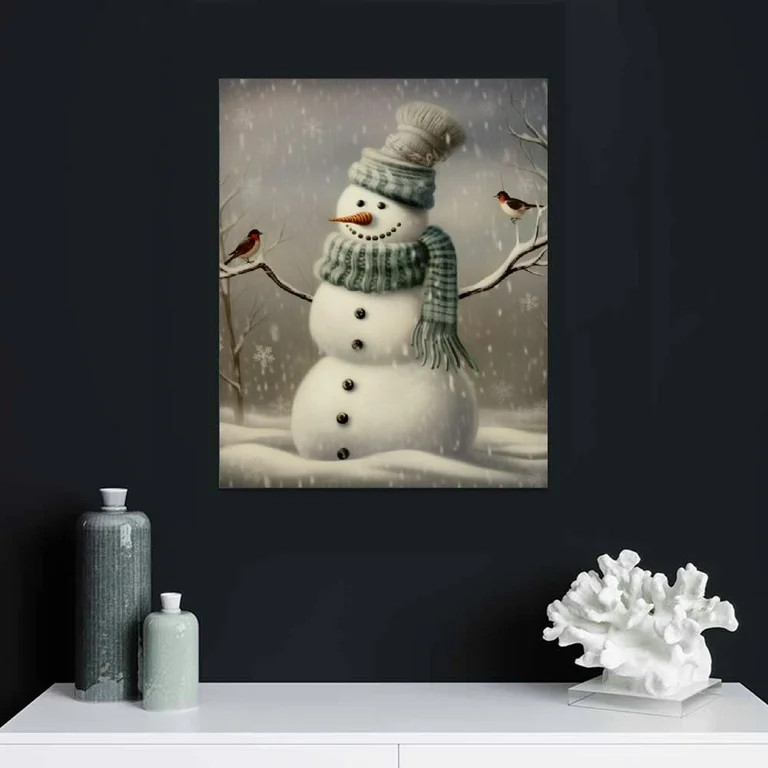 Nawypu  Snowman Christmas Time Canvas Wall Art Posters Gifts Bedroom Painting Home Decor Hanging ... | Walmart (US)