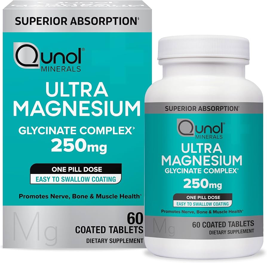 Qunol Magnesium Glycinate Complex, Gentle on Stomach, 250mg One Pill Dose, Superior-Absorption Ma... | Amazon (US)