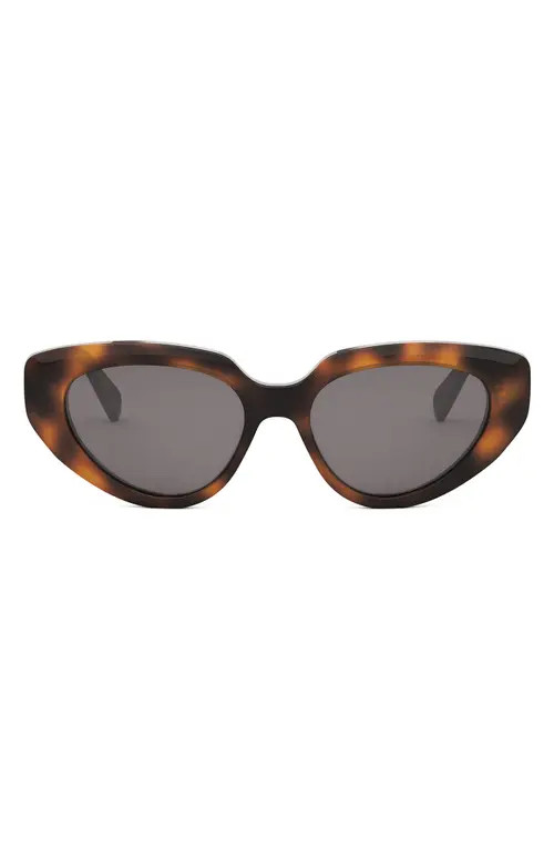 CELINE Bold 3 Dots 53mm Cat Eye Sunglasses in Blonde Havana /Smoke at Nordstrom | Nordstrom