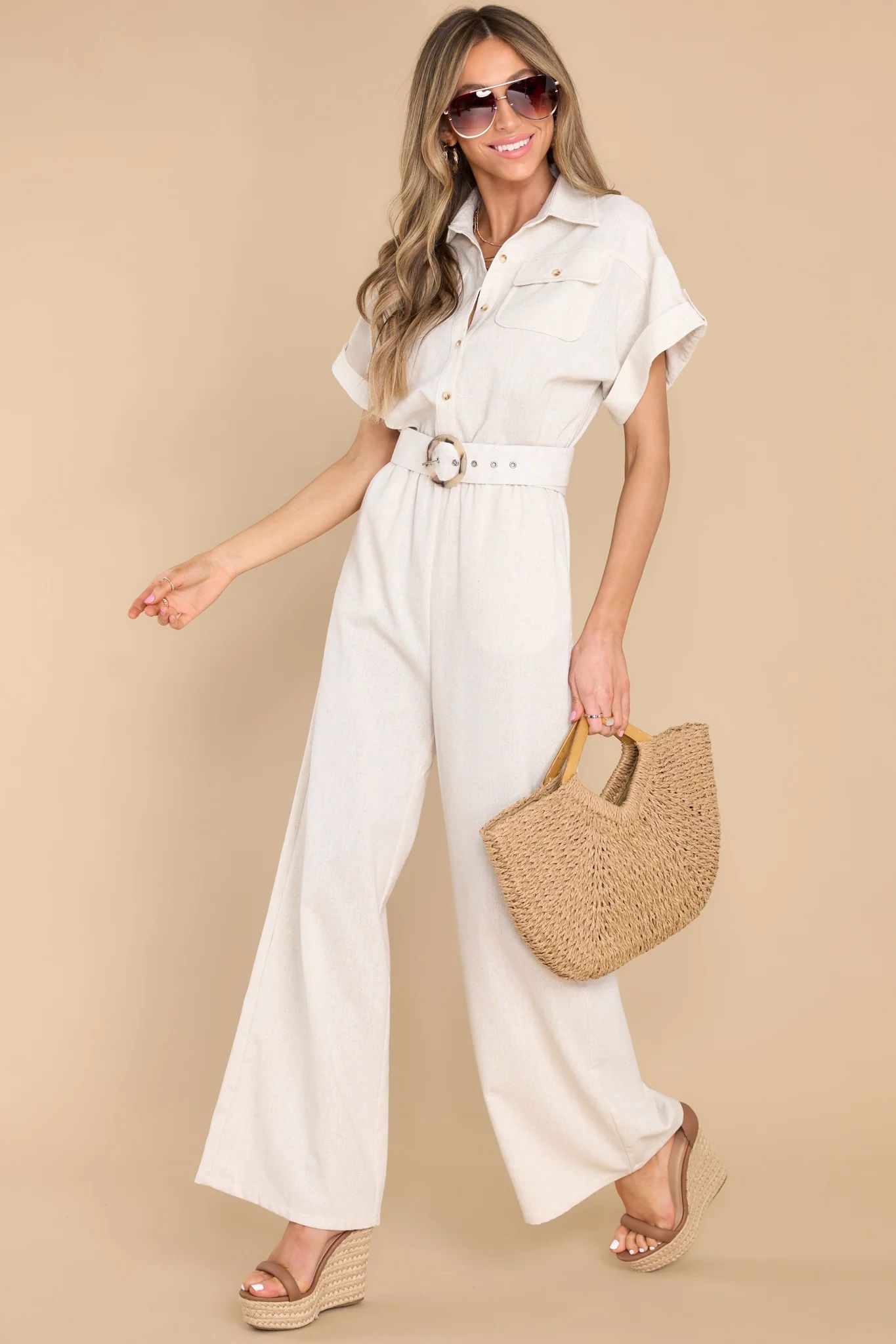 Know No Limits Sand Jumpsuit | Red Dress 