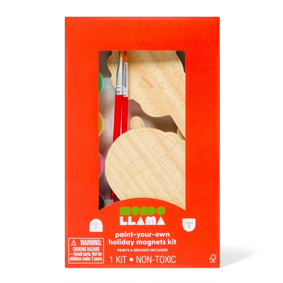 3ct Christmas Craft Holiday Pet Wooden Magnets Painting Activity Kit - Mondo Llama™ | Target