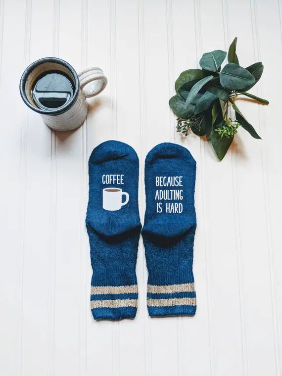 Mothers day gift, Coffee because adulting is hard, if you can read this socks, gift for mom, coffee  | Etsy (US)