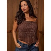 Mixed Lace Handkerchief Tank in Brown | Torrid (US & Canada)