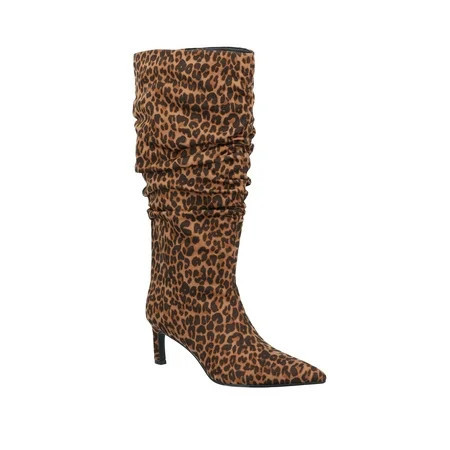 Time and Tru Women s Faux Suede Slouch Boots with Kitten Heels Wide Width Available | Walmart (US)