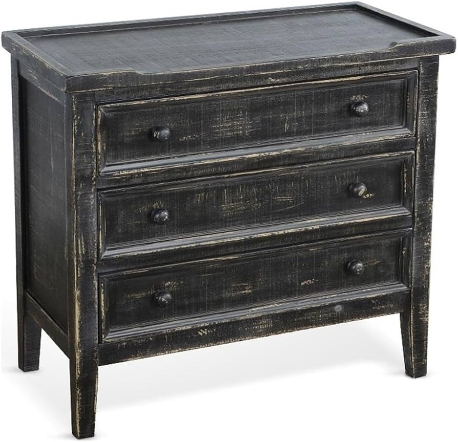Sunny Designs Marina Black Sand Wood End Table | Amazon (US)