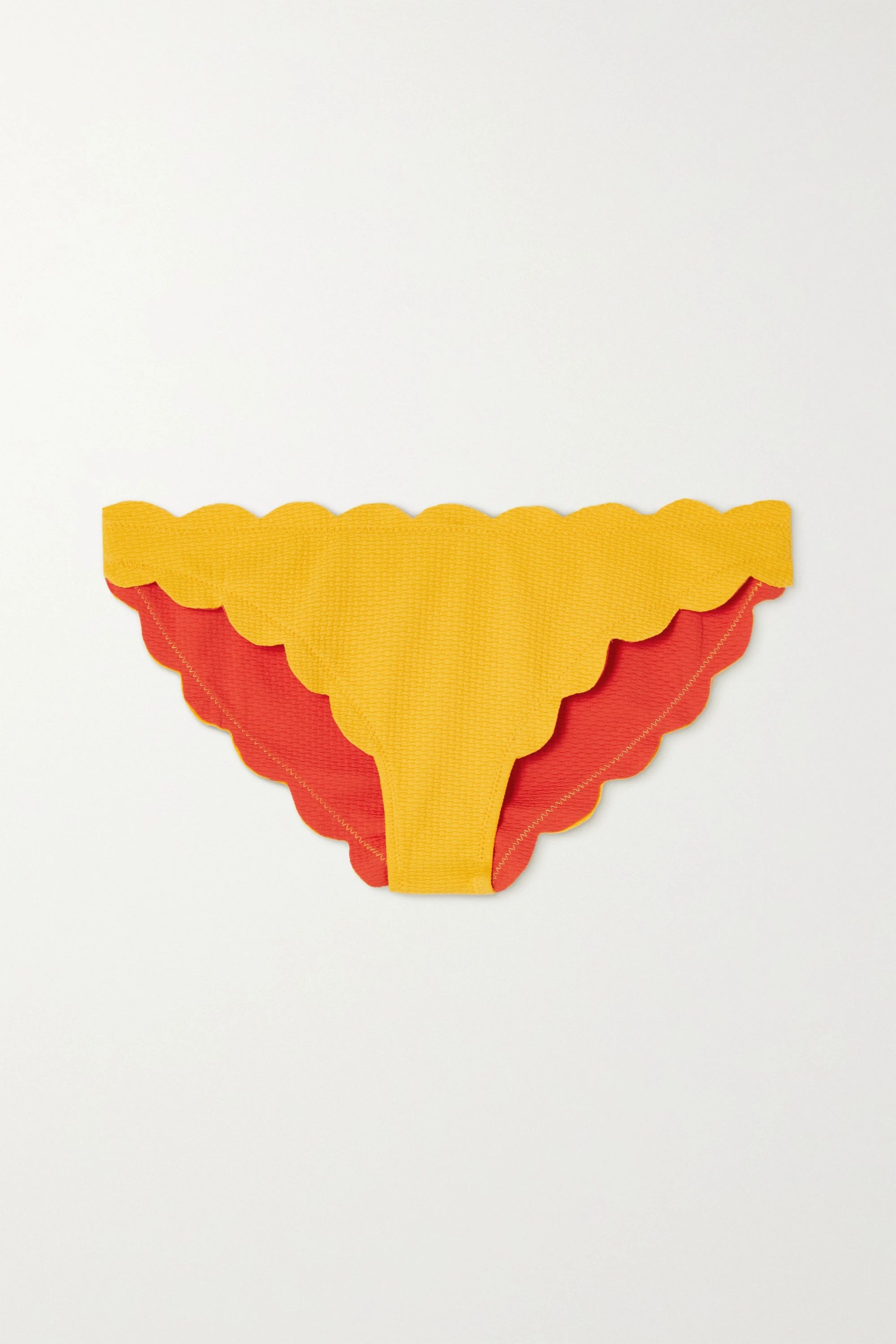 Papaya + NET SUSTAIN Antibes reversible scalloped recycled seersucker bikini briefs | Marysia | N... | NET-A-PORTER (UK & EU)