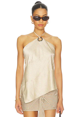 Montse Top in Tan & Brown Stripe | Revolve Clothing (Global)