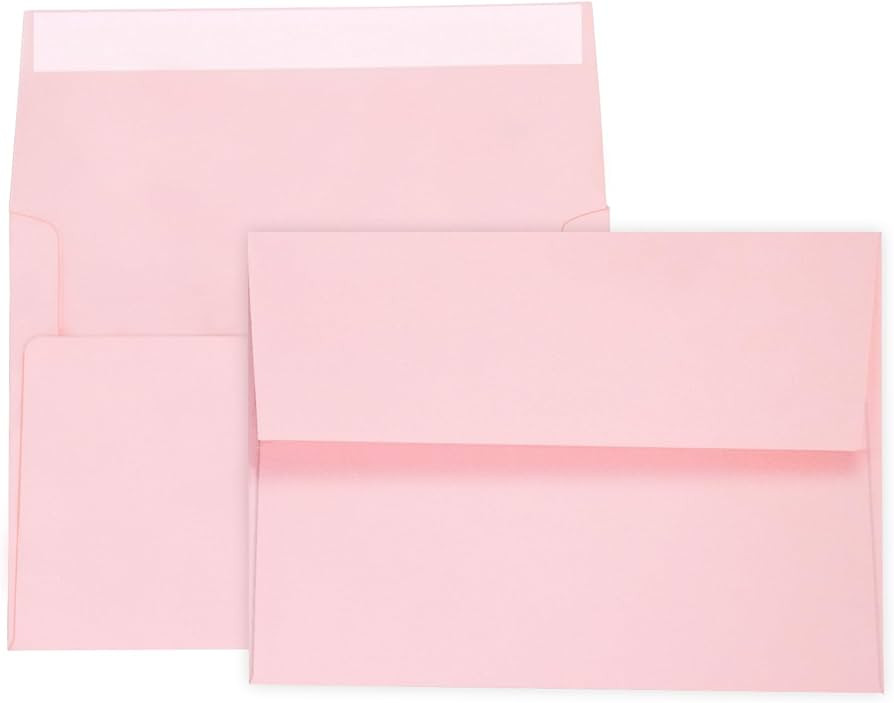 100 Pack A7 Pink Invitation 5x7 Envelopes - Self Seal, Square Flap,Perfect for Baby Shower, 5x7 C... | Amazon (US)