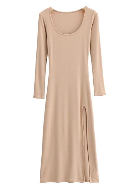 'Lily' Basic Ribbed Side Slit Dress (4 Colors) | Goodnight Macaroon
