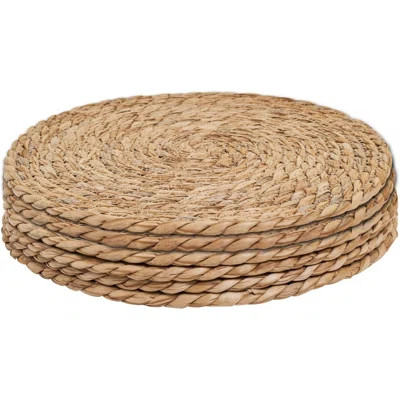 Woven Placemats Set Of 6,12" Round Rattan Placemats,Natural Hand-Woven Water Hyacinth Placemats,Farmhouse Weave Place Mats,Rustic Braided Wicker Table | Wayfair North America