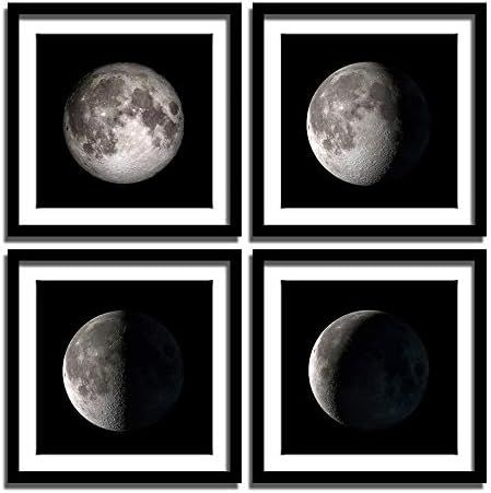ENGLANT - 4 Pieces Framed Moon Phases Canvas Wall Art, Black and White Bedroom Wall Decor, Abstra... | Amazon (US)
