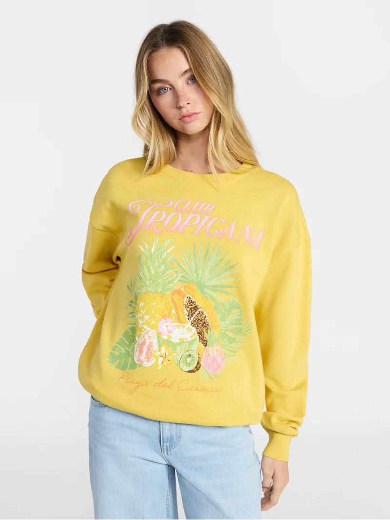 No Boundaries Graphic Crewneck Sweatshirt, Women's and Women's Plus Sizes XXS-4X - Walmart.com | Walmart (US)