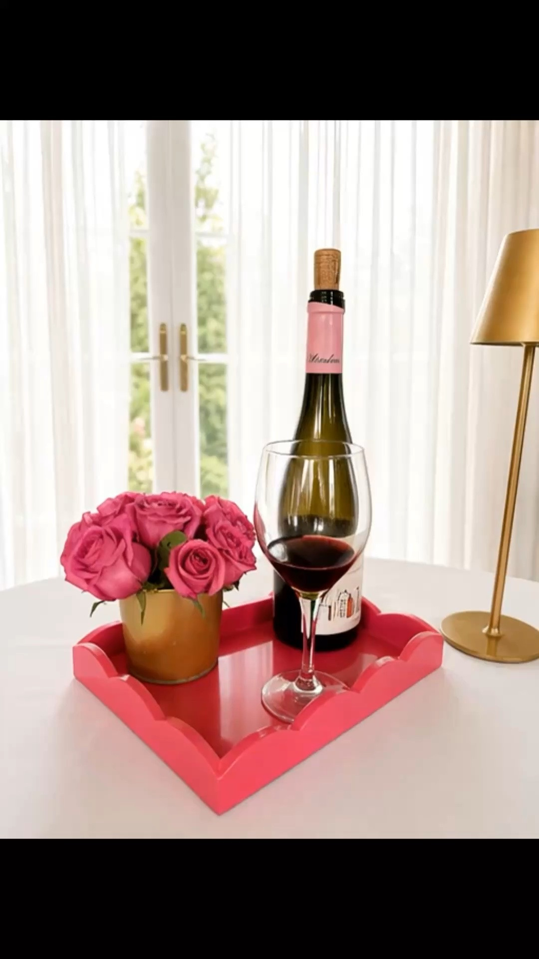 Ending the day with crisp whites, cheerful watermelon pink, and just the right touch of romance. 🍷✨

I love how a clean white tablecloth makes this fashion-forward scalloped tray stand out even more—the contrast feels fresh, playful, and effortlessly chic.

This lightweight tray is one of those pieces that instantly elevates a tabletop while keeping everything polished and organized. And that cheerful watermelon hue? An instant mood lift.

Starting the new week with beauty, soft light, fresh roses, and a little everyday elegance. 💗

#tray #scallopedtray #wineglasses #roses #flowerarrangement #whitetablecloth #sheerdrape #sheercurtains #frenchpleateddrapes #windowtreatment #patiodoors #interiorstyling #tablescape #modernhome #pinkdecor #colorpopdecor #entertainingathome #winemoment #addisonross

#LTKHome #LTKdayinmylife #LTKHome