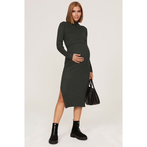 ripe Nella Rib Maternity Dress grey | Rent the Runway