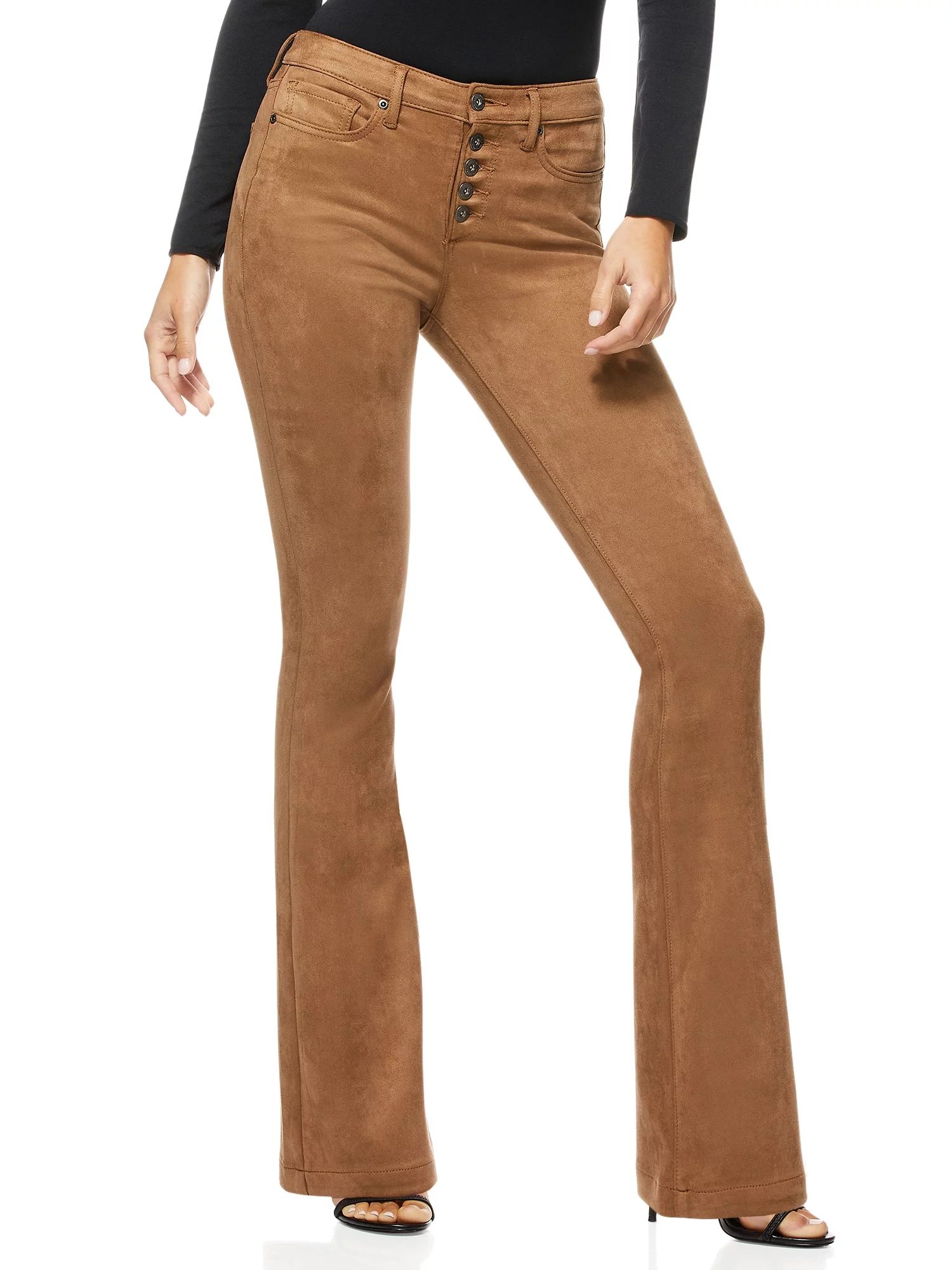 Sofia Jeans by Sofia Vergara Women’s Melisa High Rise Faux Suede Flare Jeans | Walmart (US)